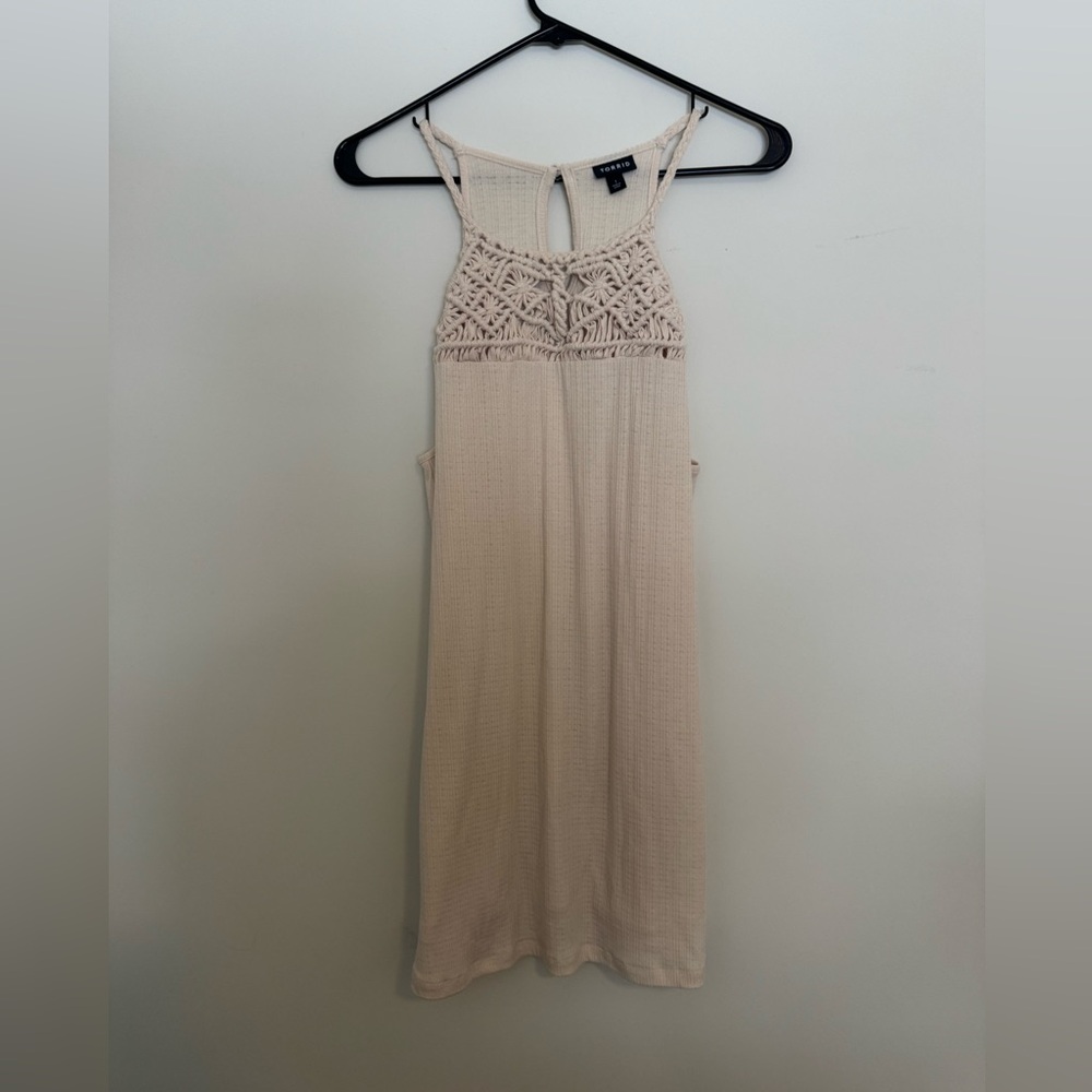 NEW Torrid Crochet Sleeveless Tunic Top, 1X, Cream, NWOT